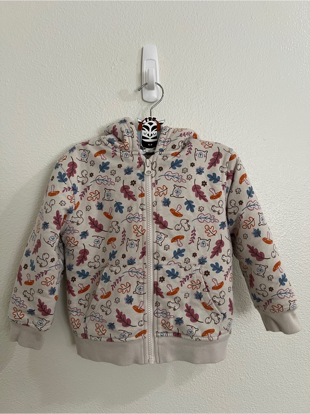 Joe Fresh Cream Hoodie with Multicolor Forest Motif